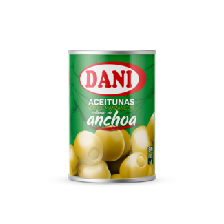Vista frontal Olives stuffed with anchovy 280g