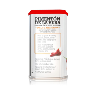 Vista lateral Pebre vermell dolç fumat 75g