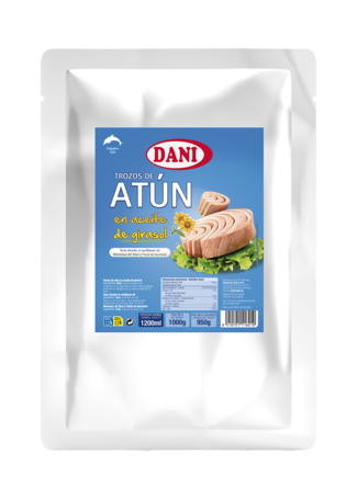 Vista frontal Trozos de atún en aceite de girasol 1kg