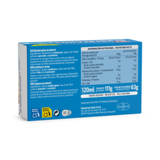 Vista traseira Berbigões "40/50" ao natural 111g / Traseira