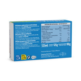 Back view Mackerel fillets in sunflower oil 115g