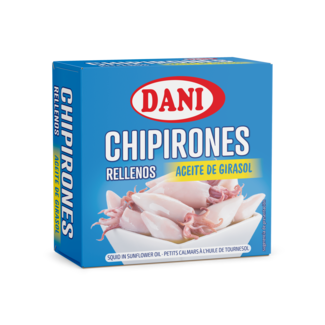 Vista frontal Chipirones aceite girasol 148g