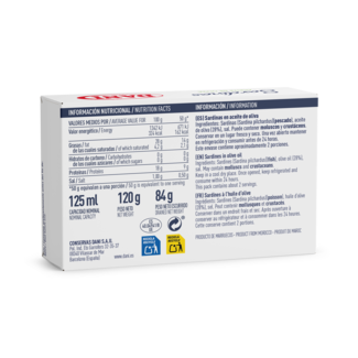 Vista traseira Sardinhas em azeite 120g / Traseira