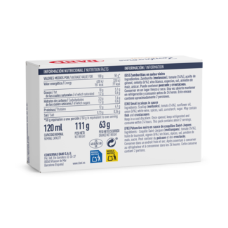 Vista traseira Zamburinhas em salsa vieira 106g / Traseira