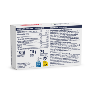 Vista traseira Surimi de enguia bebê em azeite 110g / Traseira