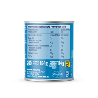 Vista trasera Mejillones al natural 184g