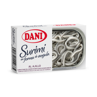 Vista frontal Surimi en forma de angulas al ajillo 111g