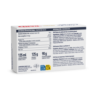 Vista trasera Caballa del Sur en aceite de girasol