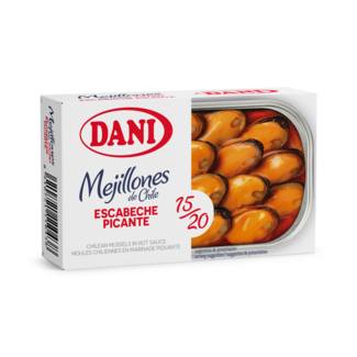 Chilean mussels "13/18" in hot spanish sauce 106g